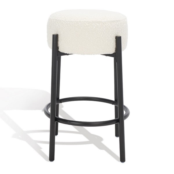 Safavieh Paisleigh Boucle Metal Leg Counter Stool Ivory / Black Wood / Fabric / Foam / Metal SFV5032A