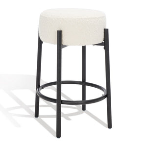Safavieh Paisleigh Boucle Metal Leg Counter Stool Ivory / Black Wood / Fabric / Foam / Metal SFV5032A