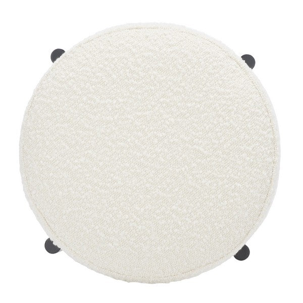 Safavieh Paisleigh Boucle Metal Leg Counter Stool Ivory / Black Wood / Fabric / Foam / Metal SFV5032A