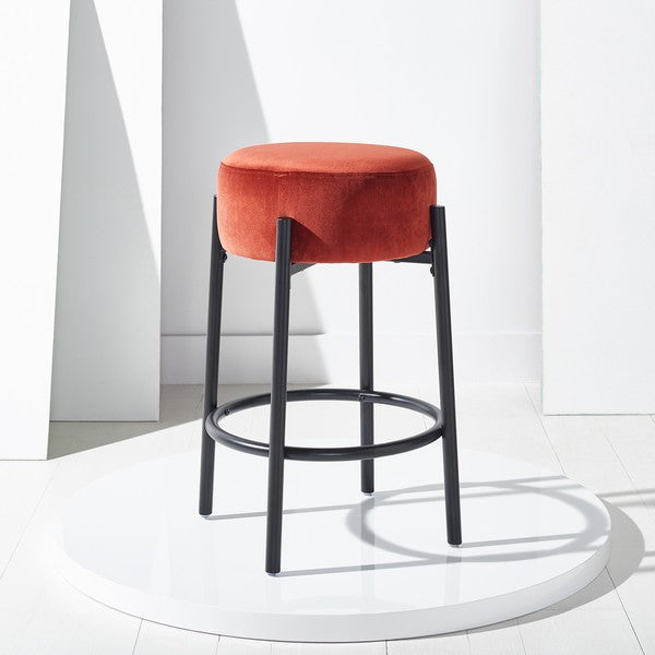Safavieh Paisleigh Metal Leg Counter Stool Rust / Black Wood / Fabric / Foam / Metal SFV5032C