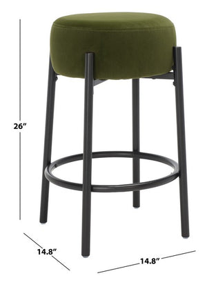 Safavieh Paisleigh Metal Leg Counter Stool Forest Green / Black Wood / Fabric / Foam / Metal SFV5032E