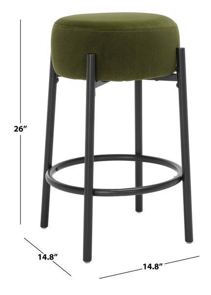 Safavieh Paisleigh Metal Leg Counter Stool Forest Green / Black Wood / Fabric / Foam / Metal SFV5032E
