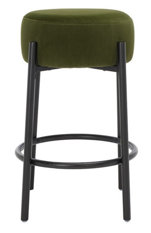 Safavieh Paisleigh Metal Leg Counter Stool Forest Green / Black Wood / Fabric / Foam / Metal SFV5032E