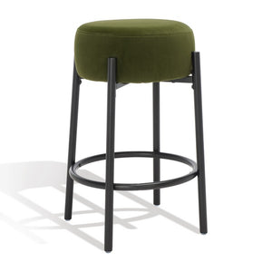 Safavieh Paisleigh Metal Leg Counter Stool Forest Green / Black Wood / Fabric / Foam / Metal SFV5032E