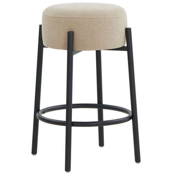 Safavieh Paisleigh Boucle And Metal Leg Counter Stool Tan / Black SFV5032G