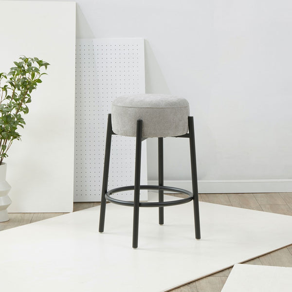 Safavieh Paisleigh Boucle And Metal Leg Counter Stool Grey / Black SFV5032H