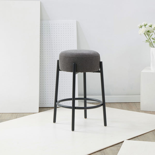 Safavieh Paisleigh Boucle And Metal Leg Counter Stool Charcoal / Black SFV5032I