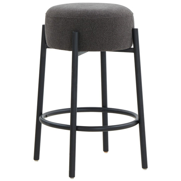 Safavieh Paisleigh Boucle And Metal Leg Counter Stool Charcoal / Black SFV5032I