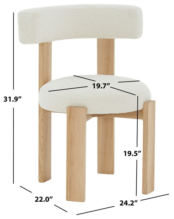 Safavieh Saralisa Boucle And Wood Dining Chair Ivory / Natural SFV5033A