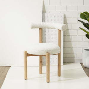 Safavieh Saralisa Boucle And Wood Dining Chair Ivory / Natural SFV5033A