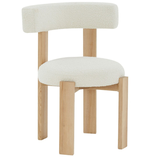 Safavieh Saralisa Boucle And Wood Dining Chair Ivory / Natural SFV5033A