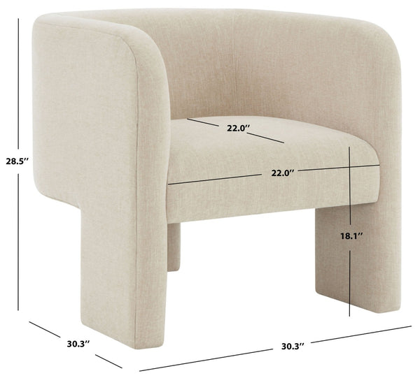 Safavieh SAMMIE 3-Leg Accent Chair - Modern, Stylish Seating Solution for Small Spaces and Cozy Nooks Beige SFV5034E