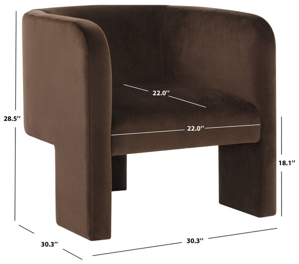 Safavieh SAMMIE 3-Leg Accent Chair - Modern, Stylish Seating Solution for Small Spaces and Cozy Nooks Dark Brown SFV5034F