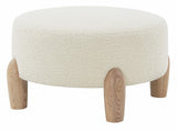 Safavieh Perez Scandinavian Round Ottoman Ivory / Natural Wood / Fabric / Foam SFV5036A