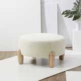 Safavieh Perez Scandinavian Round Ottoman Ivory / Natural Wood / Fabric / Foam SFV5036A