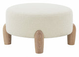 Safavieh Perez Scandinavian Round Ottoman Ivory / Natural Wood / Fabric / Foam SFV5036A