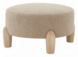 Safavieh Perez Scandinavian Round Ottoman Light Brown / Natural Wood / Fabric / Foam SFV5036B