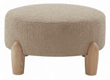 Safavieh Perez Scandinavian Round Ottoman Light Brown / Natural Wood / Fabric / Foam SFV5036B