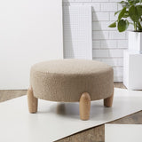 Safavieh Perez Scandinavian Round Ottoman Light Brown / Natural Wood / Fabric / Foam SFV5036B