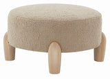 Safavieh Perez Scandinavian Round Ottoman Light Brown / Natural Wood / Fabric / Foam SFV5036B