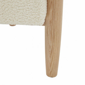 Safavieh Jackie Curved Back Accent Chair Ivory / Natural Wood / Fabric / Foam SFV5038A