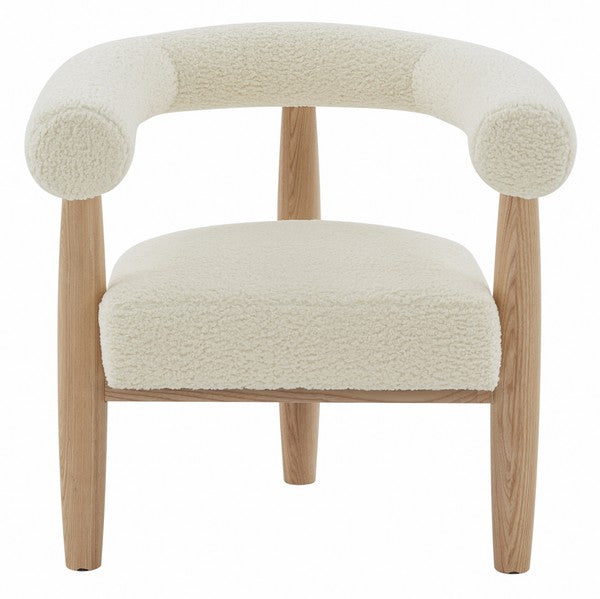 Safavieh Jackie Curved Back Accent Chair Ivory / Natural Wood / Fabric / Foam SFV5038A
