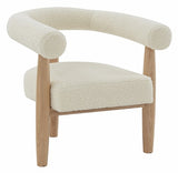 Safavieh Jackie Curved Back Accent Chair Ivory / Natural Wood / Fabric / Foam SFV5038A