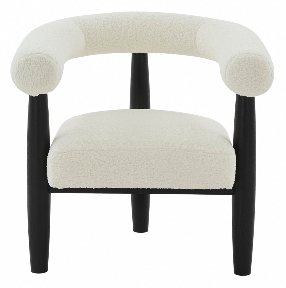 Safavieh Jackie Curved Back Accent Chair XII23 White / Black Wood / Fabric / Foam SFV5038B