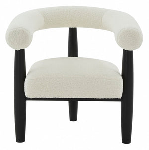 Safavieh Jackie Curved Back Accent Chair XII23 White / Black Wood / Fabric / Foam SFV5038B