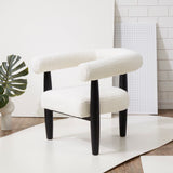 Safavieh Jackie Curved Back Accent Chair XII23 White / Black Wood / Fabric / Foam SFV5038B