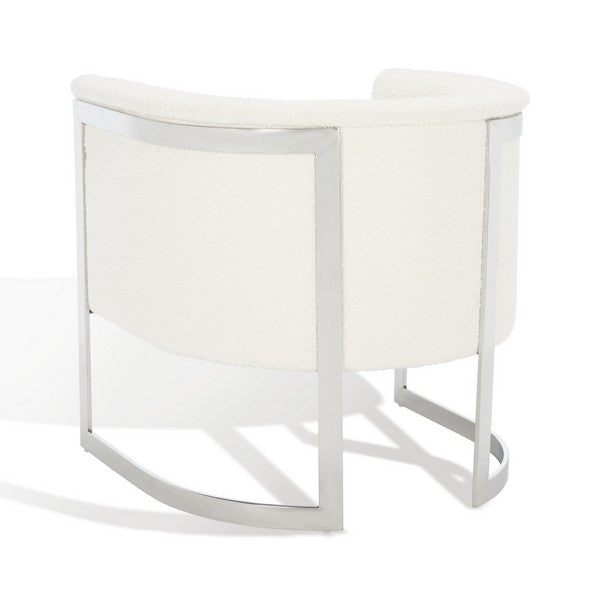Safavieh Gabby Boucle Barrel Back Accent Chair Ivory / Silver Wood / Fabric / Foam / Metal SFV5039A
