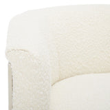 Safavieh Gabby Boucle Barrel Back Accent Chair Ivory / Silver Wood / Fabric / Foam / Metal SFV5039A