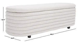 Safavieh JAYMIE Boucle Storage Bench - Modern Design with Hidden Compartment for Stylish Home Organization Taupe / Black SFV5040A