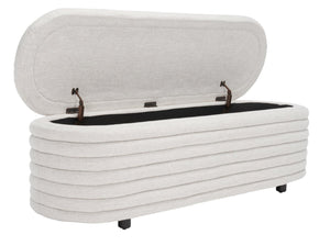 Safavieh JAYMIE Boucle Storage Bench - Modern Design with Hidden Compartment for Stylish Home Organization Taupe / Black SFV5040A