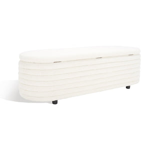Safavieh JAYMIE Boucle Storage Bench - Modern Design with Hidden Compartment for Stylish Home Organization Ivory / Black SFV5040B
