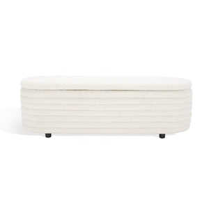 Safavieh JAYMIE Boucle Storage Bench - Modern Design with Hidden Compartment for Stylish Home Organization Ivory / Black SFV5040B