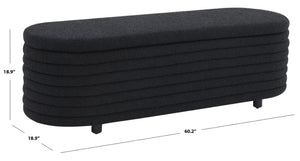 Safavieh JAYMIE Boucle Storage Bench - Modern Design with Hidden Compartment for Stylish Home Organization Black / Black SFV5040C
