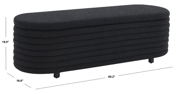 Safavieh JAYMIE Boucle Storage Bench - Modern Design with Hidden Compartment for Stylish Home Organization Black / Black SFV5040C