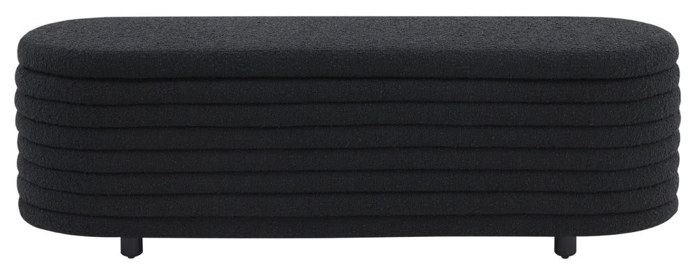 Safavieh JAYMIE Boucle Storage Bench - Modern Design with Hidden Compartment for Stylish Home Organization Black / Black SFV5040C
