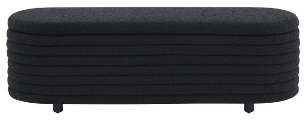 Safavieh JAYMIE Boucle Storage Bench - Modern Design with Hidden Compartment for Stylish Home Organization Black / Black SFV5040C