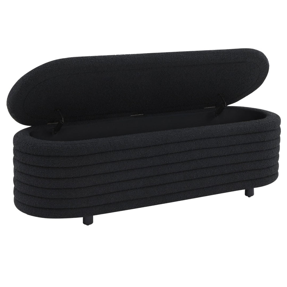Safavieh JAYMIE Boucle Storage Bench - Modern Design with Hidden Compartment for Stylish Home Organization Black / Black SFV5040C