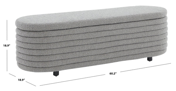 Safavieh JAYMIE Boucle Storage Bench - Modern Design with Hidden Compartment for Stylish Home Organization Dark Grey / Black SFV5040D