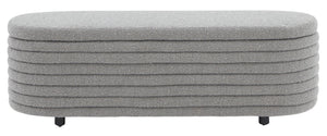 Safavieh JAYMIE Boucle Storage Bench - Modern Design with Hidden Compartment for Stylish Home Organization Dark Grey / Black SFV5040D
