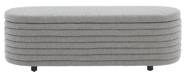 Safavieh JAYMIE Boucle Storage Bench - Modern Design with Hidden Compartment for Stylish Home Organization Dark Grey / Black SFV5040D