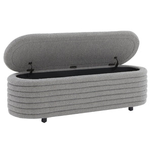 Safavieh JAYMIE Boucle Storage Bench - Modern Design with Hidden Compartment for Stylish Home Organization Dark Grey / Black SFV5040D