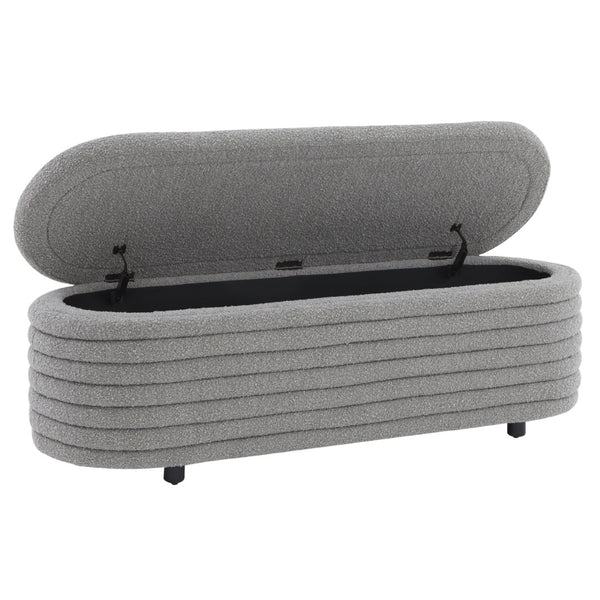 Safavieh JAYMIE Boucle Storage Bench - Modern Design with Hidden Compartment for Stylish Home Organization Dark Grey / Black SFV5040D