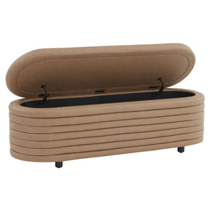 Safavieh JAYMIE Boucle Storage Bench - Modern Design with Hidden Compartment for Stylish Home Organization Camel / Black SFV5040F