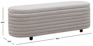 Safavieh JAYMIE Boucle Storage Bench - Modern Design with Hidden Compartment for Stylish Home Organization Light Grey / Black SFV5040G