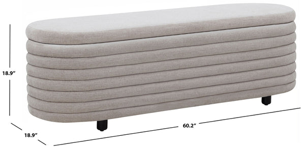 Safavieh JAYMIE Boucle Storage Bench - Modern Design with Hidden Compartment for Stylish Home Organization Light Grey / Black SFV5040G