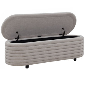 Safavieh JAYMIE Boucle Storage Bench - Modern Design with Hidden Compartment for Stylish Home Organization Light Grey / Black SFV5040G